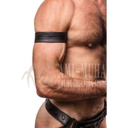 Racer Stripe Leather Armband - Black | Premium, Handmade Leather Fitness Accessory
